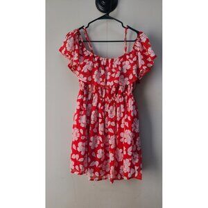 Abercrombie & Fitch Red Floral Off-Shoulder Dress